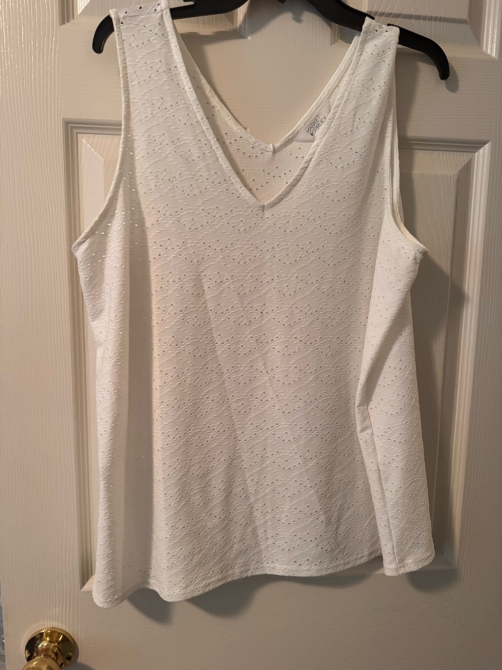 NWOT Market & Spruce from Stitch Fix White Eyelet V-Neck Tank, Sz XL